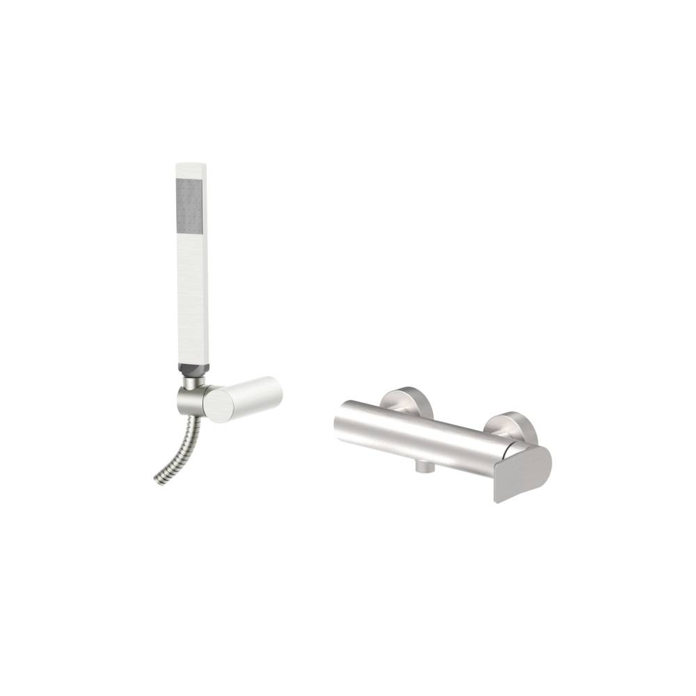 Miscelatore doccia con supporto a muro serie Tilt modello TI168DST steel looking Paffoni