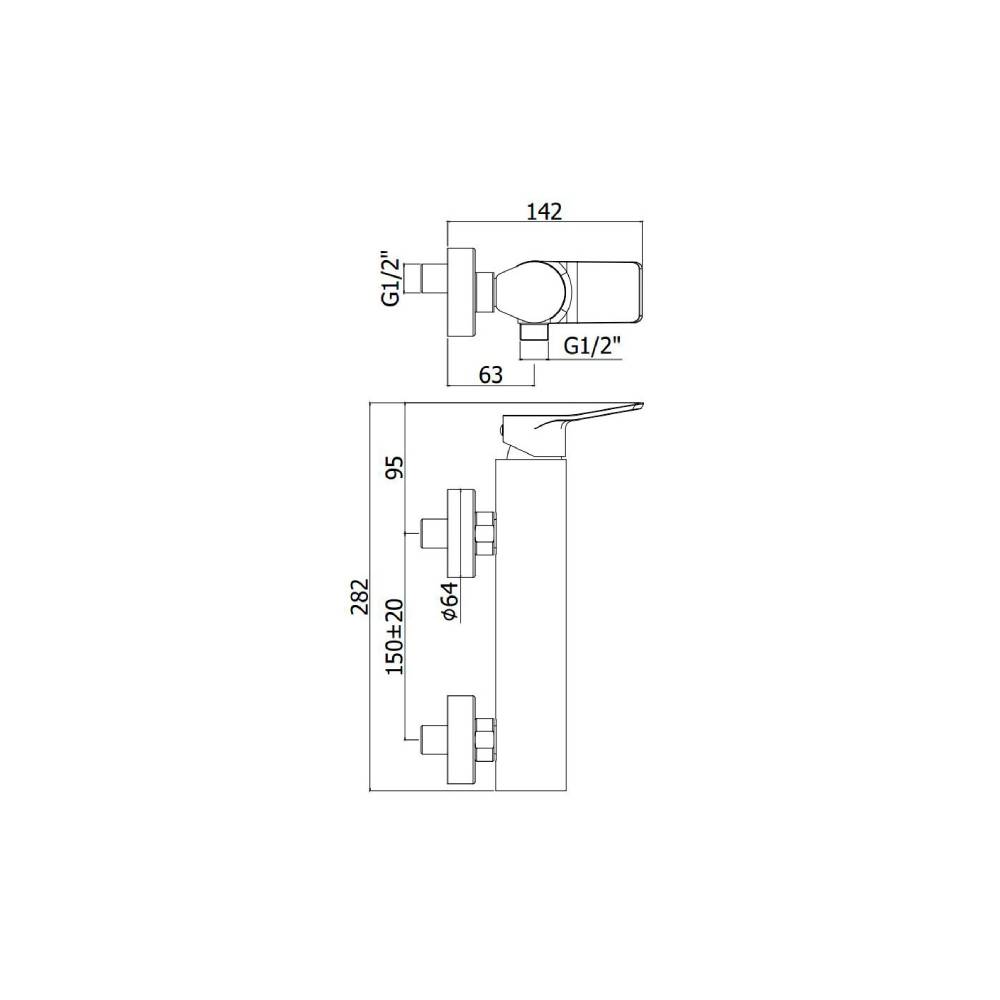 Miscelatore doccia con supporto a muro serie Tilt modello TI168DST steel looking Paffoni