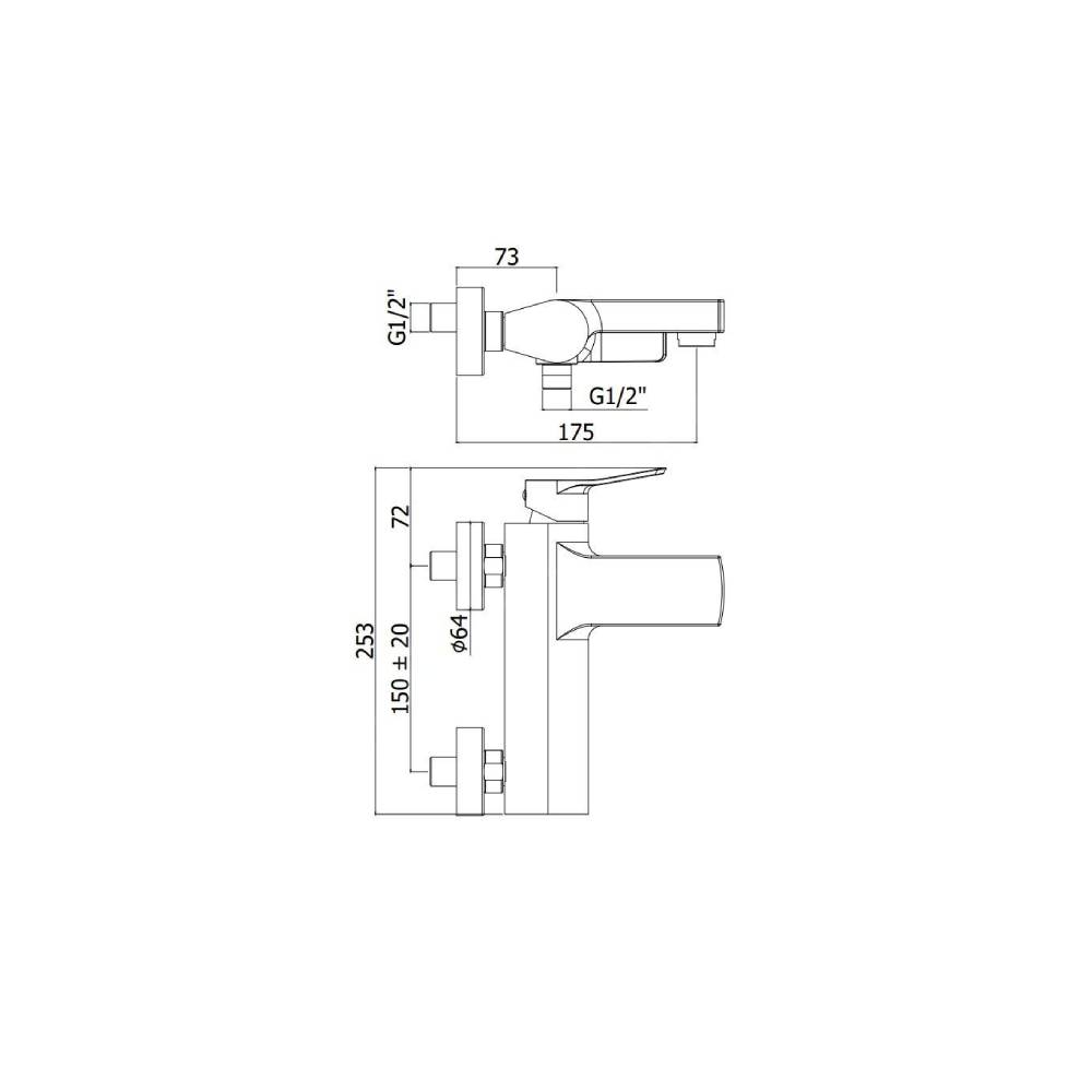 Miscelatore per vasca da bagno serie Tilt modello TI023ST steel looking Paffoni