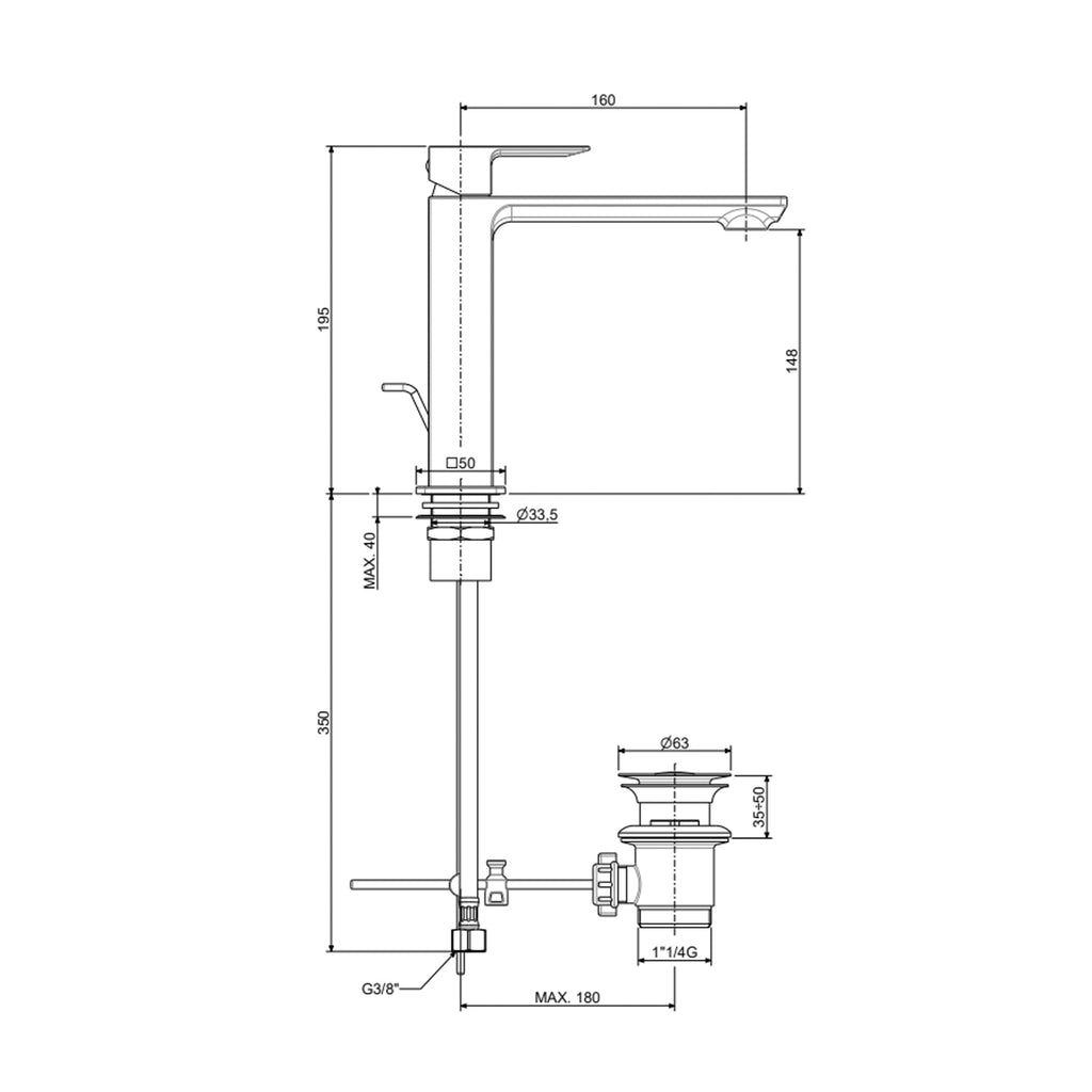 Miscelatore lavabo medio ottone cromo lucido Paffoni Elle con scarico
