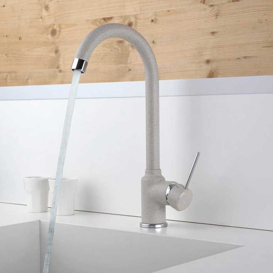 Rubinetti miscelatore per lavello cucina  canna tonda finitura Avena Modello Korea di Argo Rubinetterie