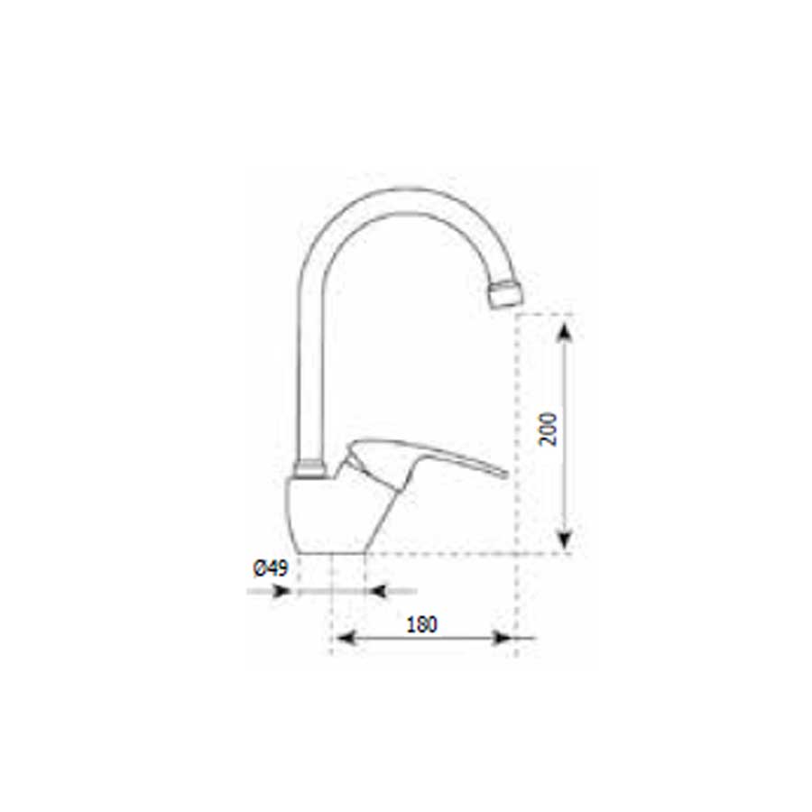 Rubinetti miscelatore per lavello cucina  canna tonda finitura Cromo Lucido Modello Giava di Argo Rubinetterie