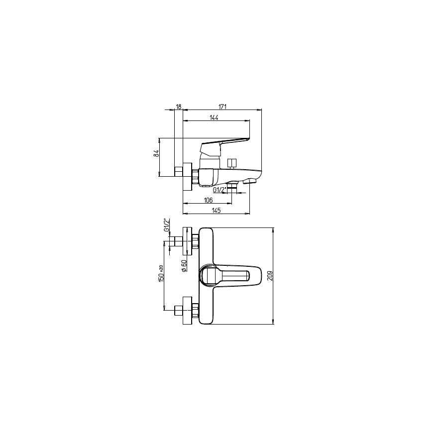 Rubinetto Miscelatore Monocomando per Vasca Esterno senza set Duplex cromato collezione Bloom di Argo Rubinetterie