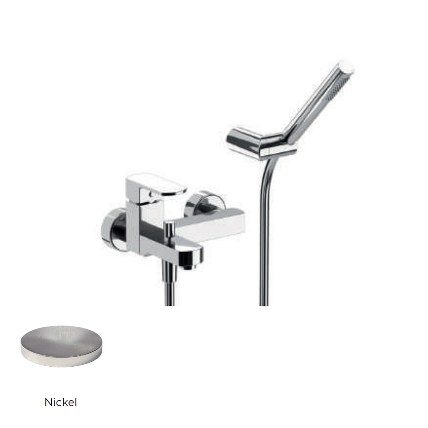 Miscelatore monocomando per vasca con kit doccino RubiFlux serie Dema - Nickel