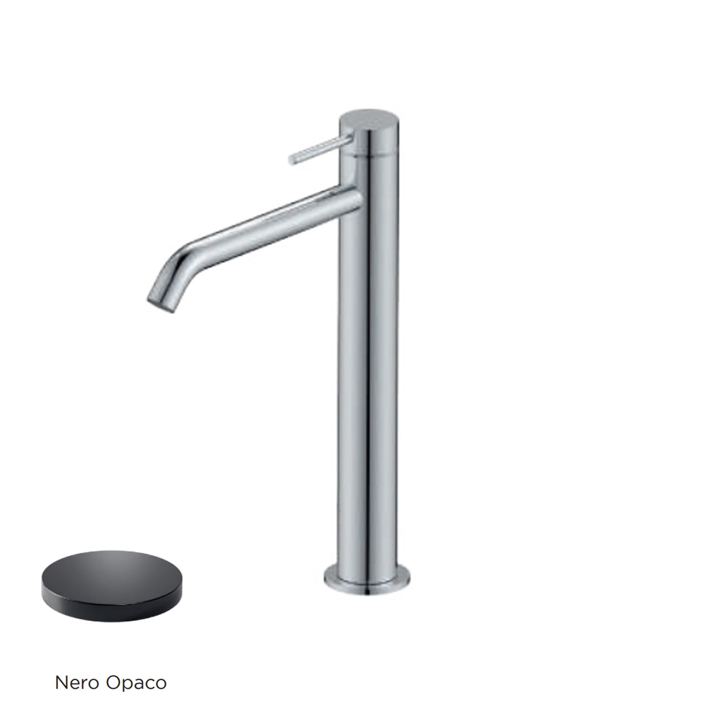 Miscelatore monocomando lavabo alto RubiFlux serie Regal - Nero Opaco