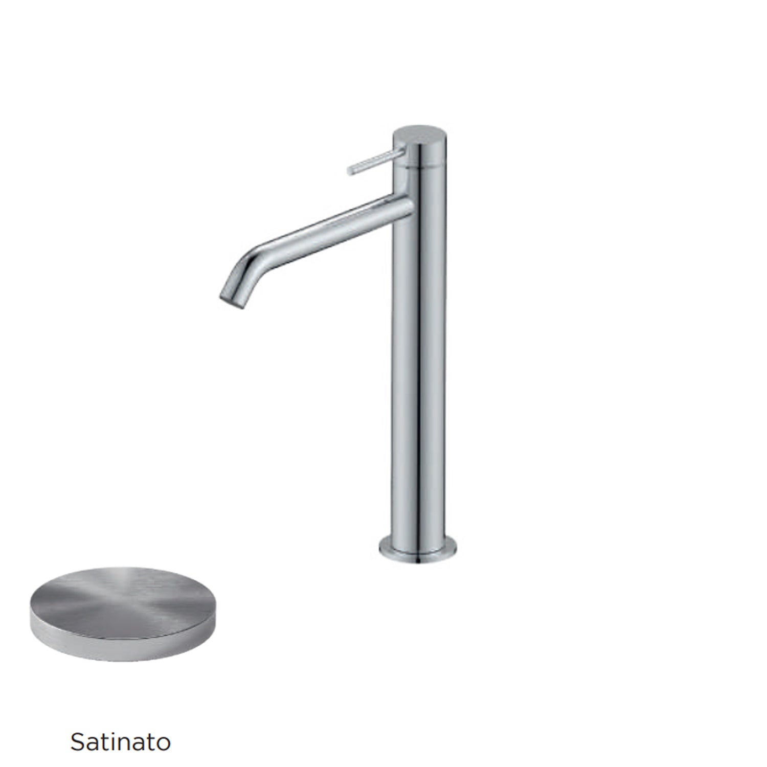 Miscelatore monocomando lavabo alto RubiFlux serie Regal - Satinato