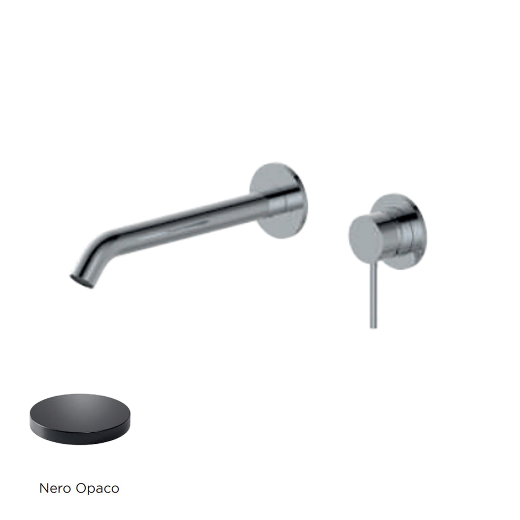 Miscelatore monocomando lavabo murale RubiFlux serie Regal canna 20 cm - Nero Opaco