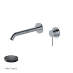 Miscelatore monocomando lavabo murale RubiFlux serie Regal canna 20 cm - Nero Opaco