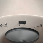 Miscelatore monocomando lavabo murale RubiFlux serie Regal canna 25 cm - Nero Opaco