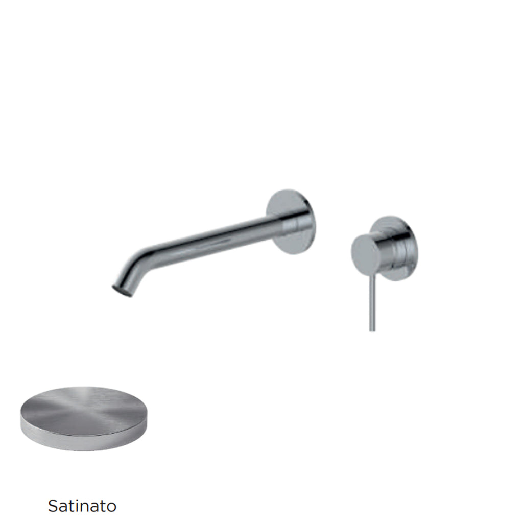 Miscelatore monocomando lavabo murale RubiFlux serie Regal canna 20 cm - Satinato