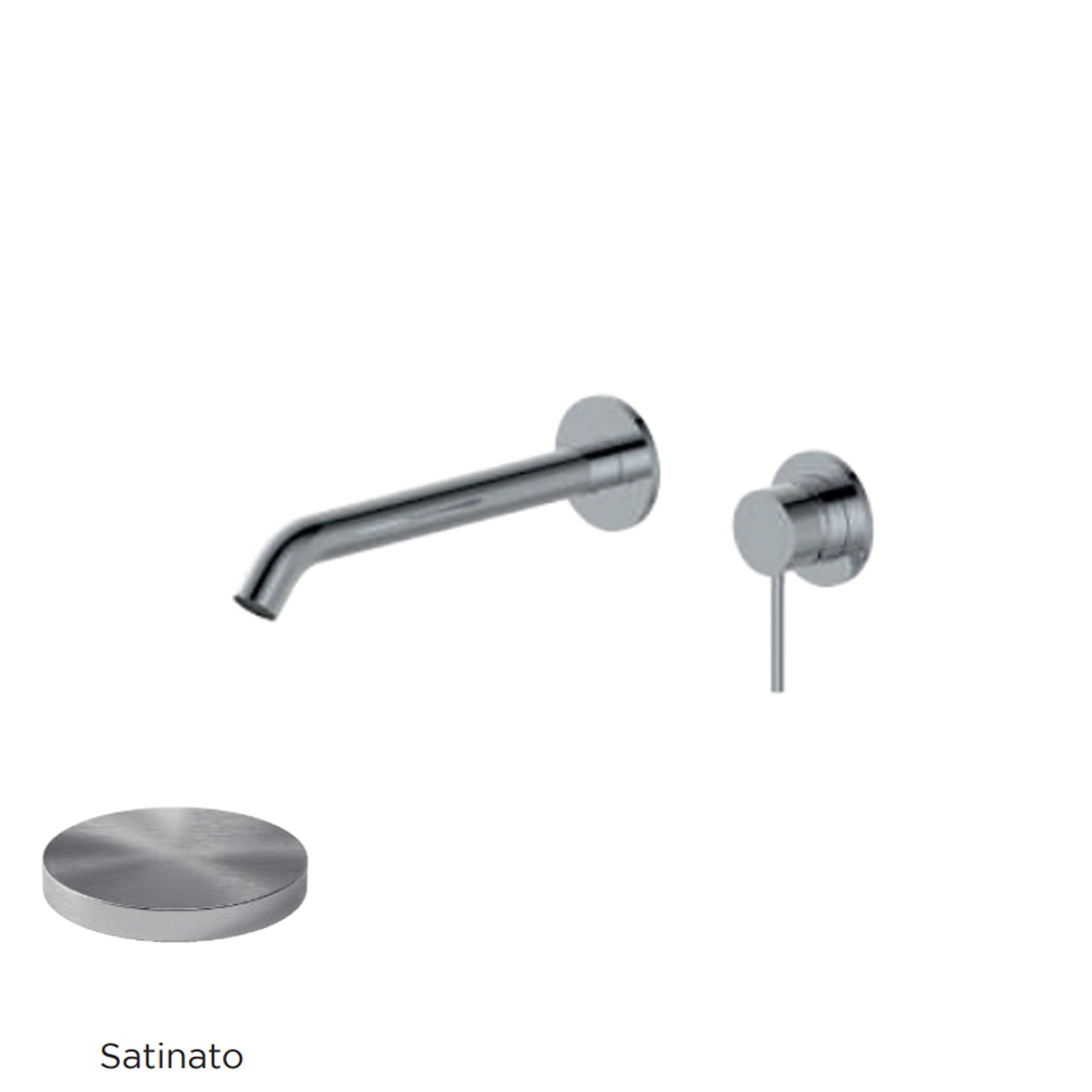 Miscelatore monocomando lavabo murale RubiFlux serie Regal canna 20 cm - Satinato