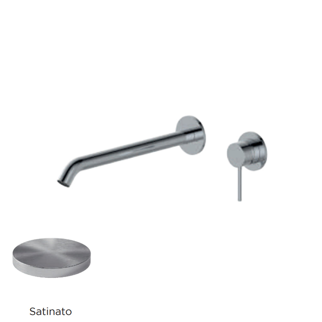 Miscelatore monocomando lavabo murale RubiFlux serie Regal canna 25 cm - Satinato