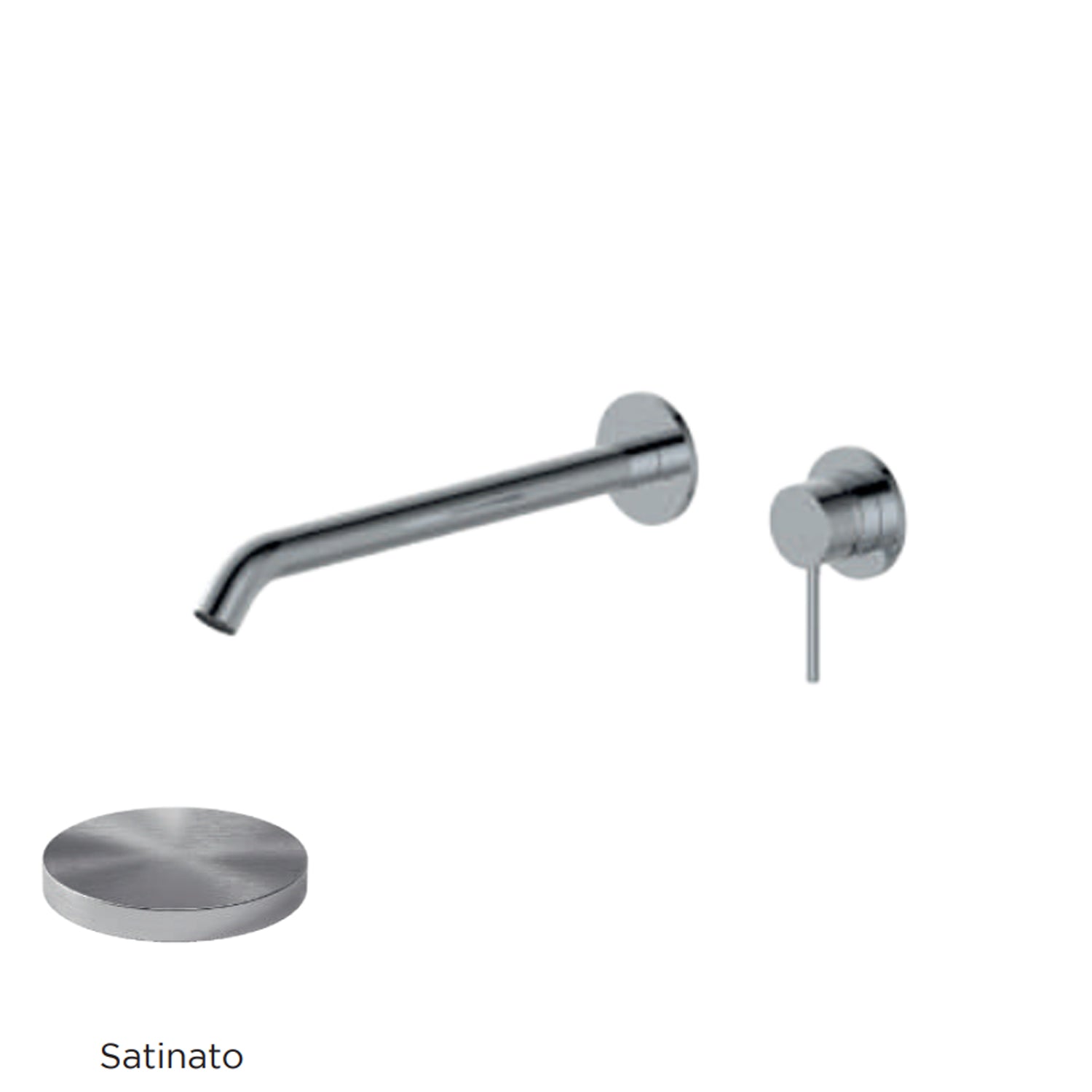 Miscelatore monocomando lavabo murale RubiFlux serie Regal canna 25 cm - Satinato