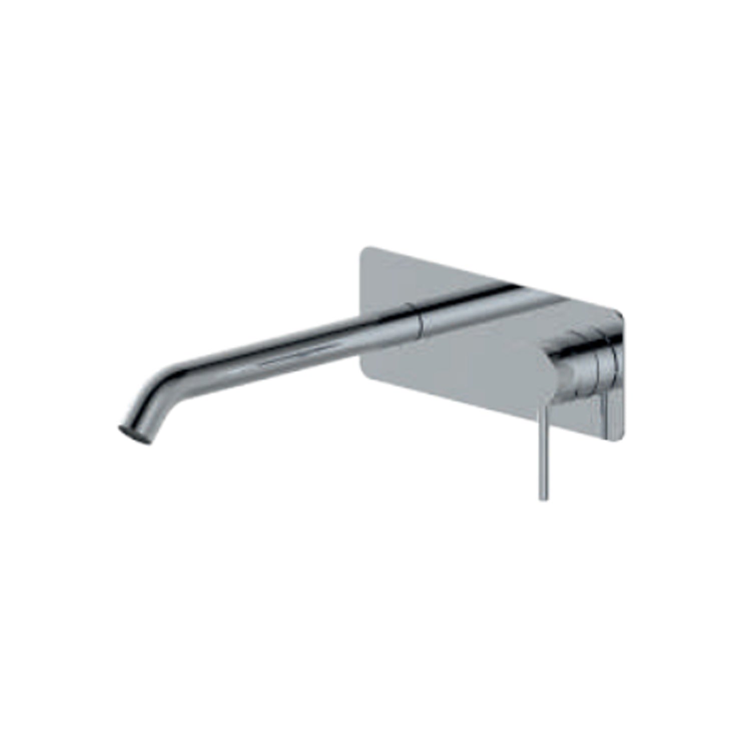 Miscelatore monocomando lavabo murale con piastra RubiFlux serie Regal canna 20 cm - Cromo