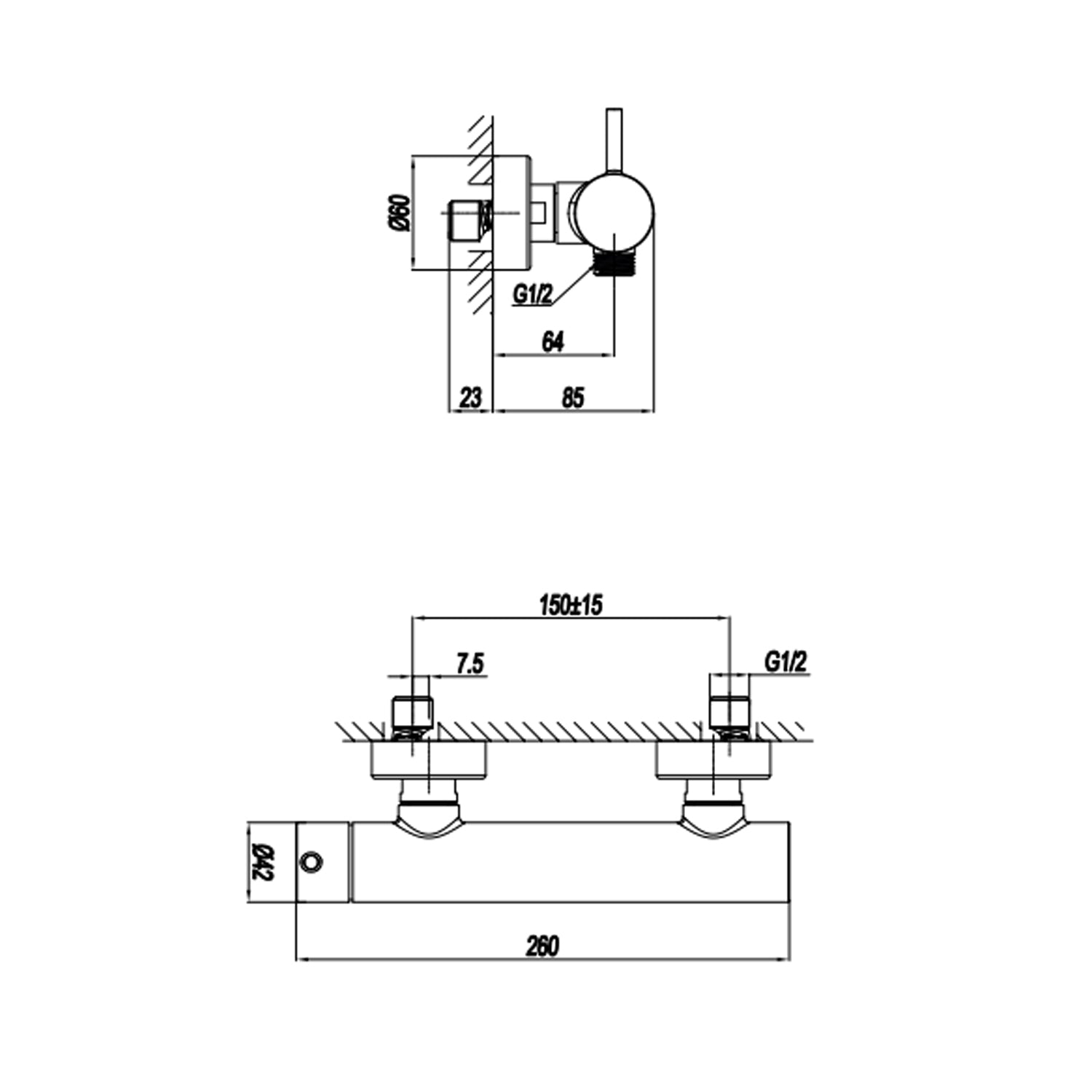 Miscelatore monocomando esterno per doccia RubiFlux serie Regal - Cromo