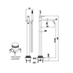 Miscelatore monocomando per vasca centro stanza con kit doccino RubiFlux serie Regal - Satinato