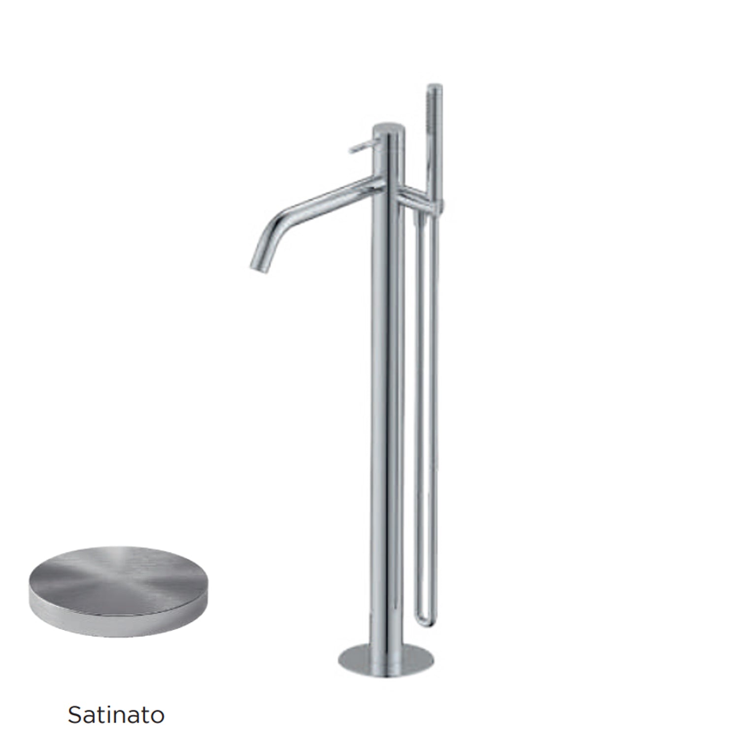 Miscelatore monocomando per vasca centro stanza con kit doccino RubiFlux serie Regal - Satinato