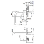 Miscelatore monocomando lavabo murale RubiFlux serie Tundra canna 20 cm - Cromo
