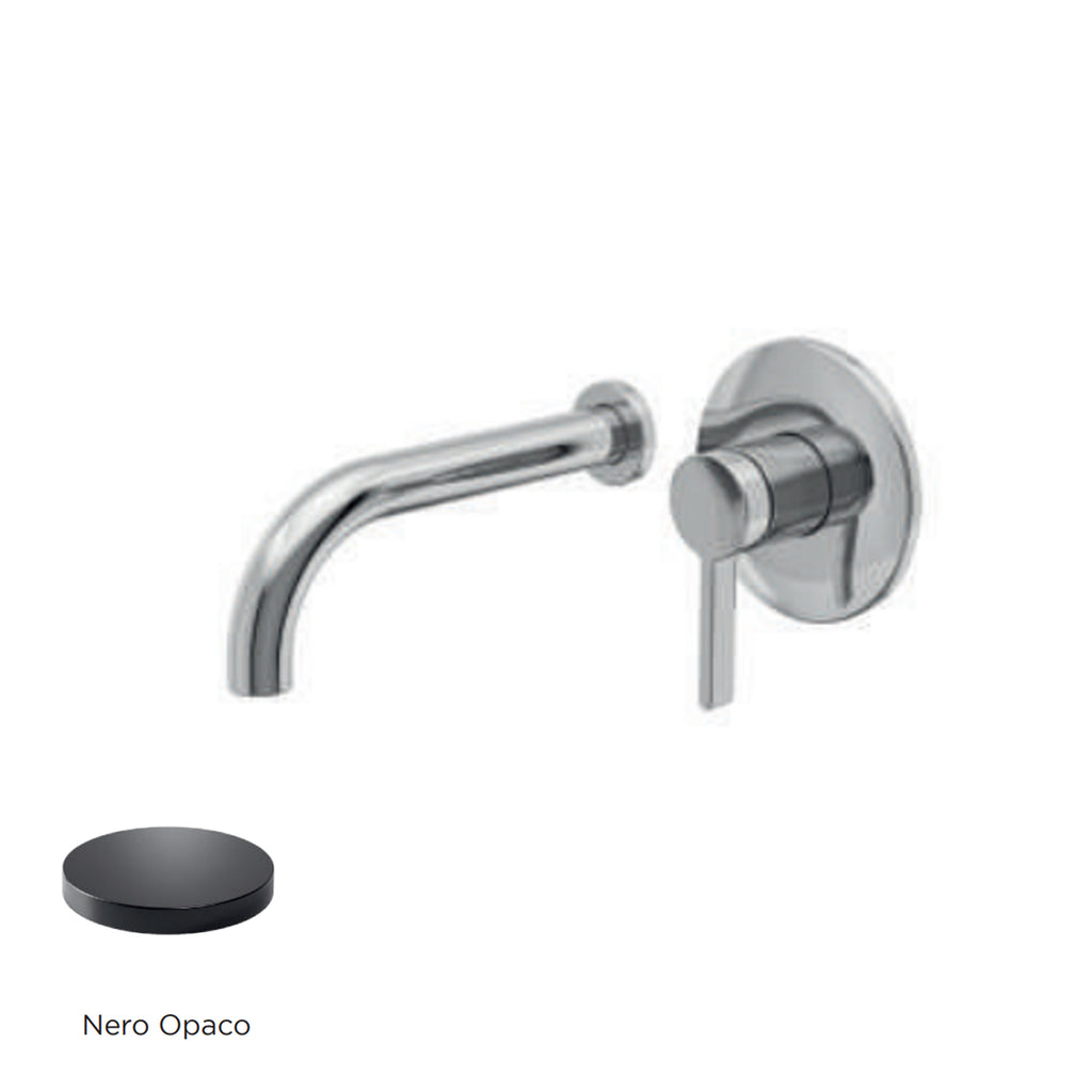 Miscelatore monocomando lavabo murale RubiFlux serie Tundra canna 20 cm - Nero Opaco