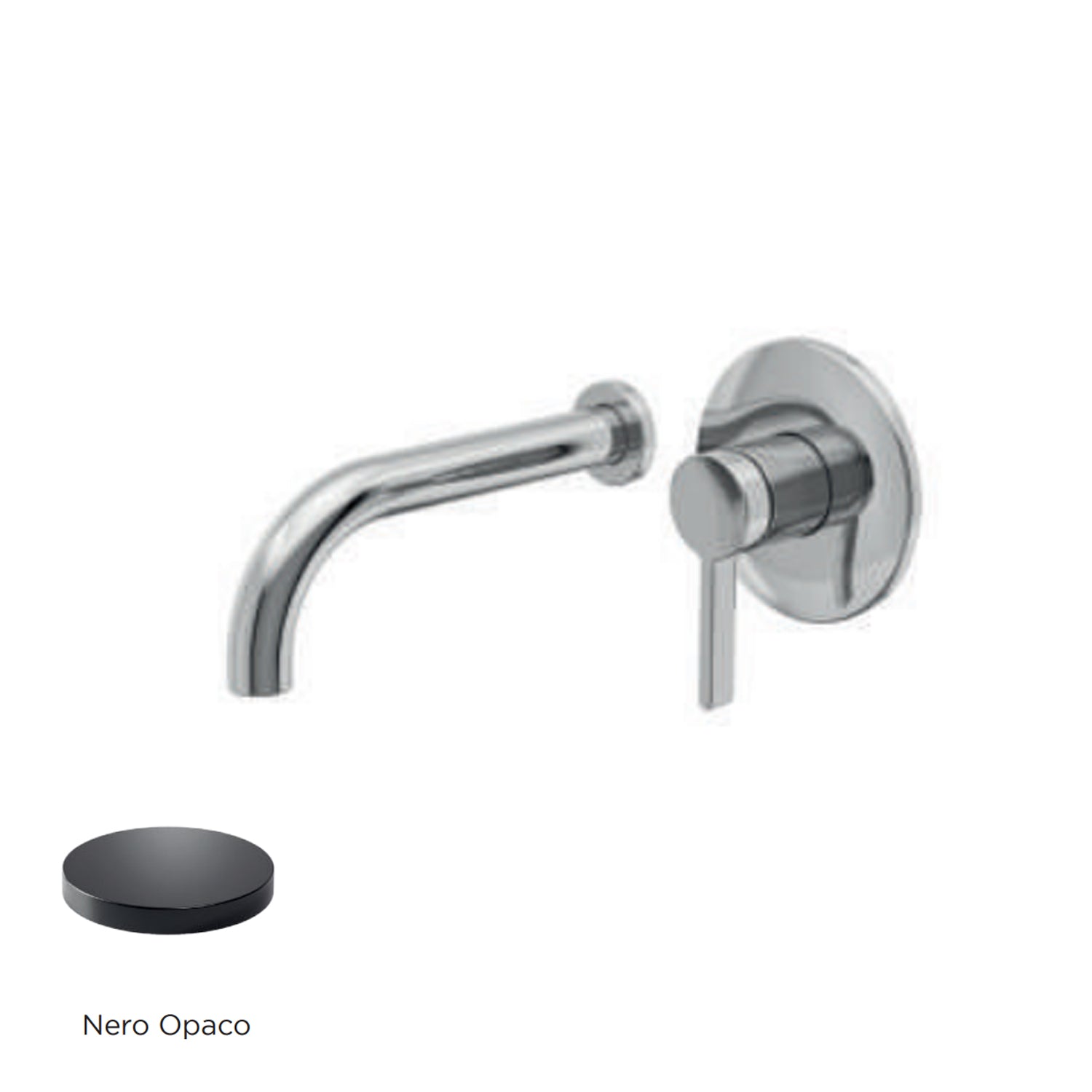 Miscelatore monocomando lavabo murale RubiFlux serie Tundra canna 20 cm - Nero Opaco