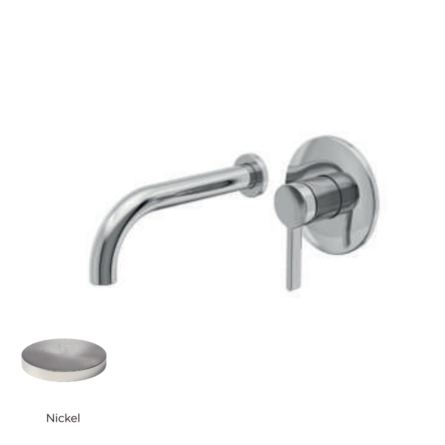 Miscelatore monocomando lavabo murale RubiFlux serie Tundra canna 20 cm - Nickel