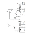 Miscelatore monocomando lavabo murale RubiFlux serie Tundra canna 25 cm - Cromo