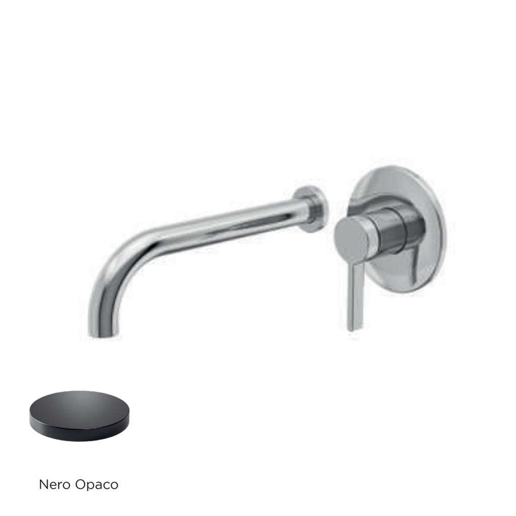 Miscelatore monocomando lavabo murale RubiFlux serie Tundra canna 25 cm - Nero Opaco