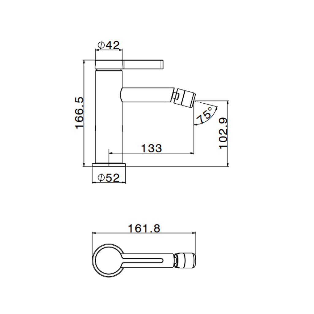 Miscelatore monocomando bidet RubiFlux serie Tundra - Nickel