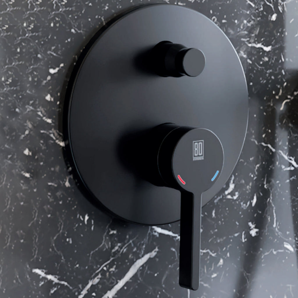 Miscelatore monocomando da incasso per doccia con deviatore RubiFlux serie Tundra - Nero Opaco
