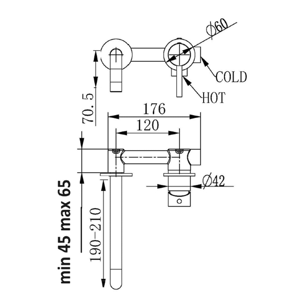 Miscelatore lavabo incasso serie TriaSix in acciaio 316 spazzolato