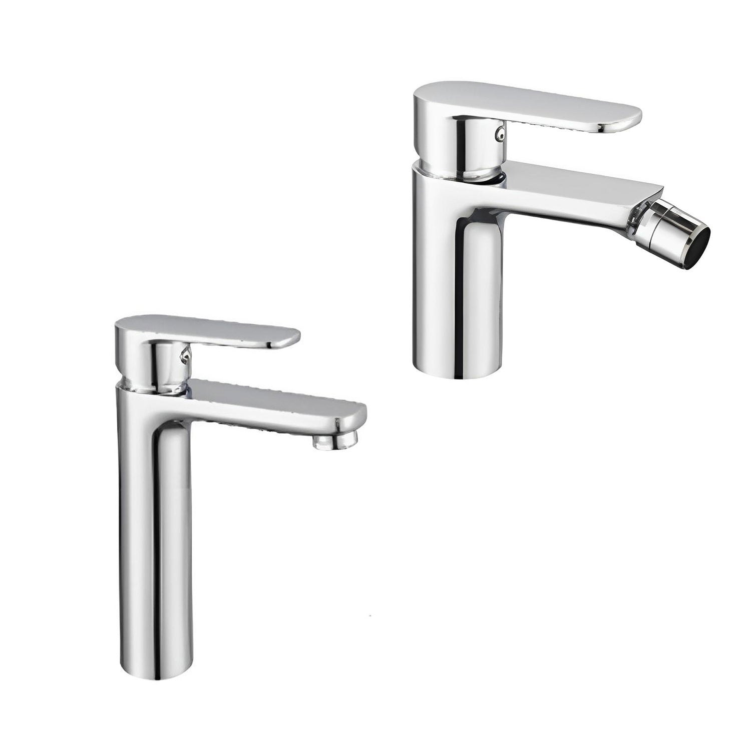Coppia miscelatore lavabo e bidet RubiFlux Idroblue - Cromo