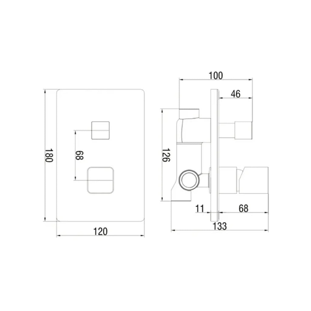 Miscelatore incasso doccia con deviatore a due vie Serie Lilium Modello Grey Rubiflux - Nickel spazzolato
