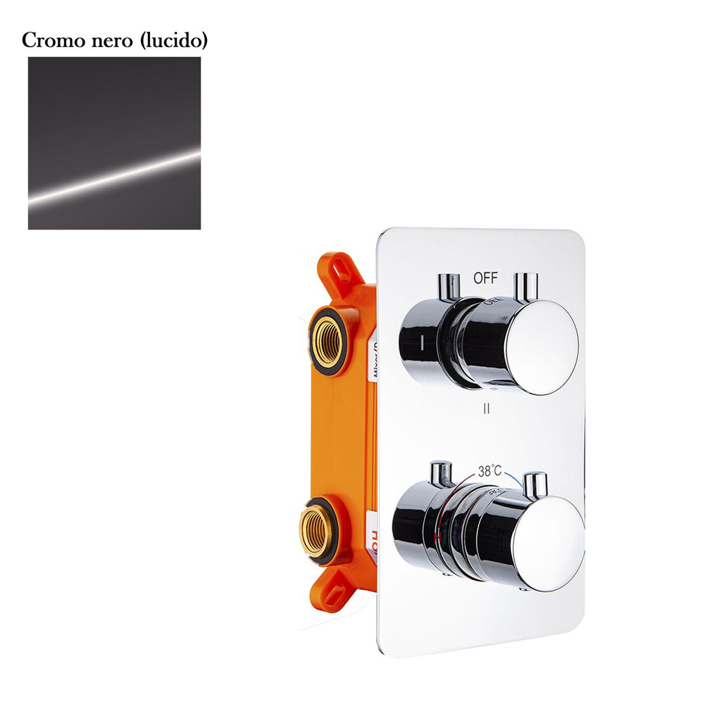 Termostatico doccia incasso 2 vie in ottone con easy box cromo nero