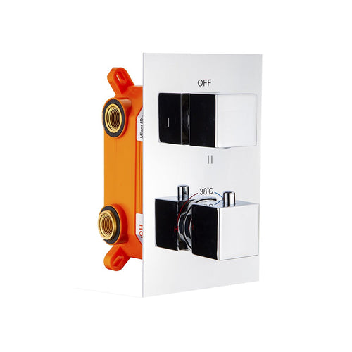 Termostatico doccia incasso squadrato 3 vie in ottone con easy box