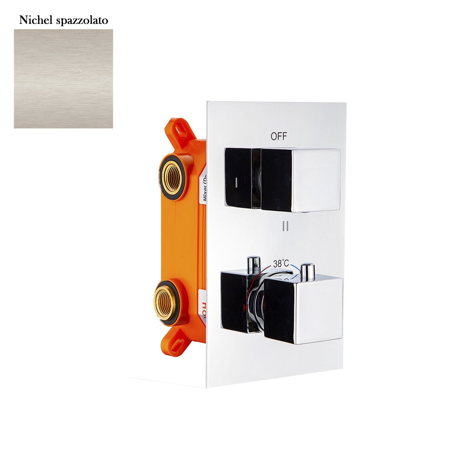 Termostatico doccia incasso squadrato 3 vie con easy box nichel opaco