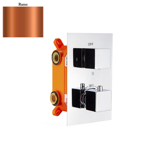 Termostatico doccia incasso squadrato 3 vie con easy box rame