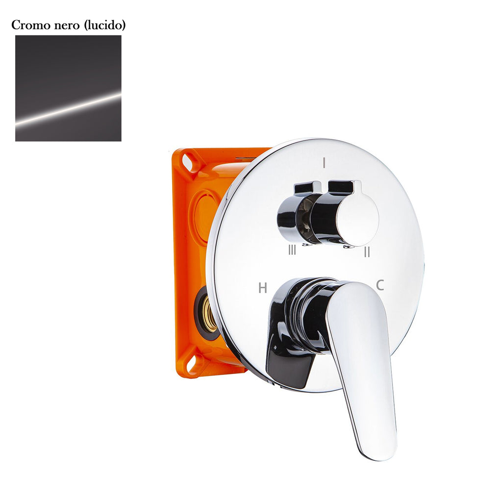 Termostatico doccia incasso tondo 3 vie con easybox cromo nero