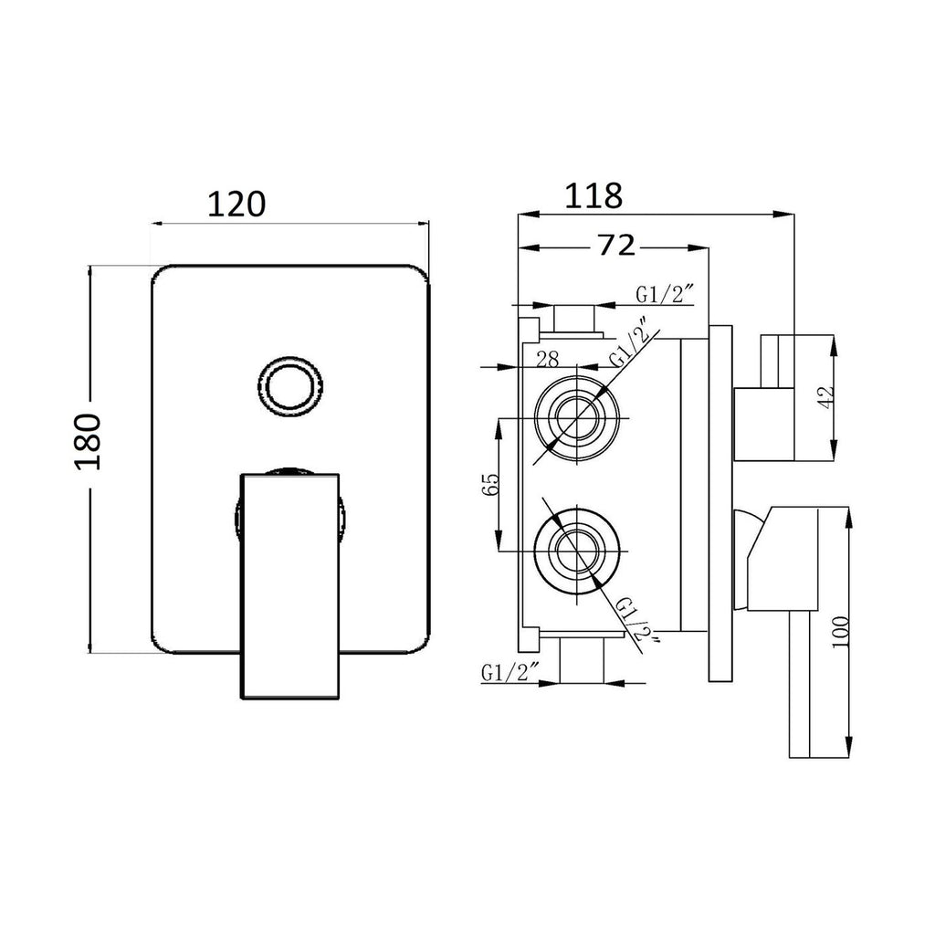 Miscelatore incasso 2 vie con easy box e cartuccia senza distributore