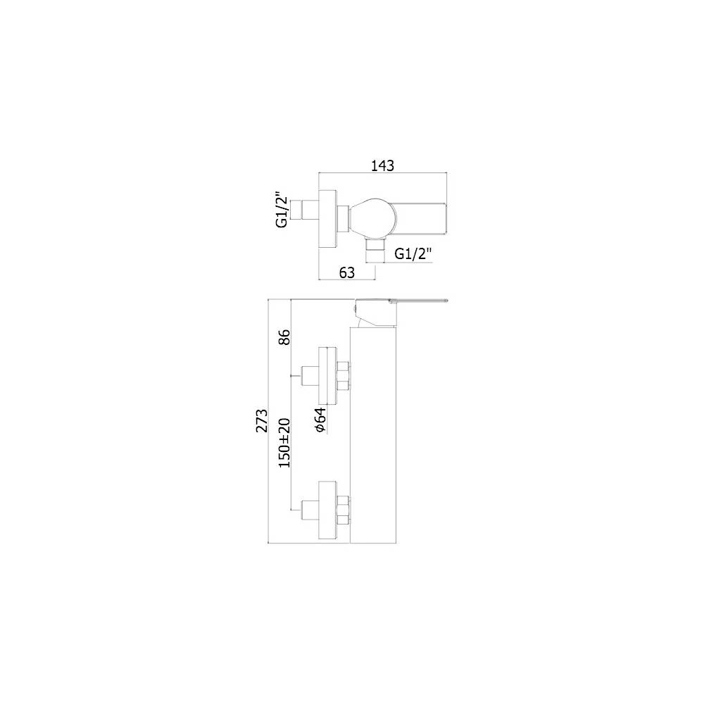 Miscelatore doccia con duplex serie Tango modello TA168DST steel looking Paffoni