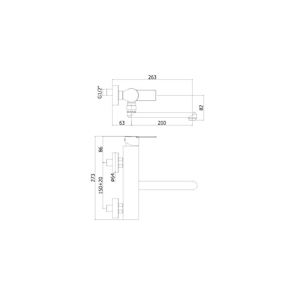 Miscelatore lavello a parete serie Tango modello TA161ST steel looking Paffoni