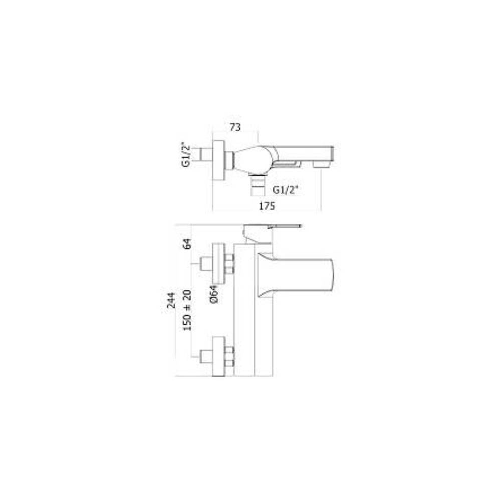 Miscelatore vasca con duplex serie RINGO modello RIN023NO nero opaco Paffoni