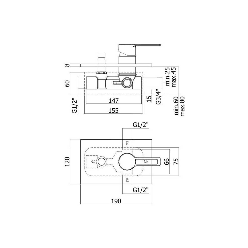 Miscelatore doccia incasso serie Ringo modello RIN015NO/M con deviatore colore nero opaco Paffoni