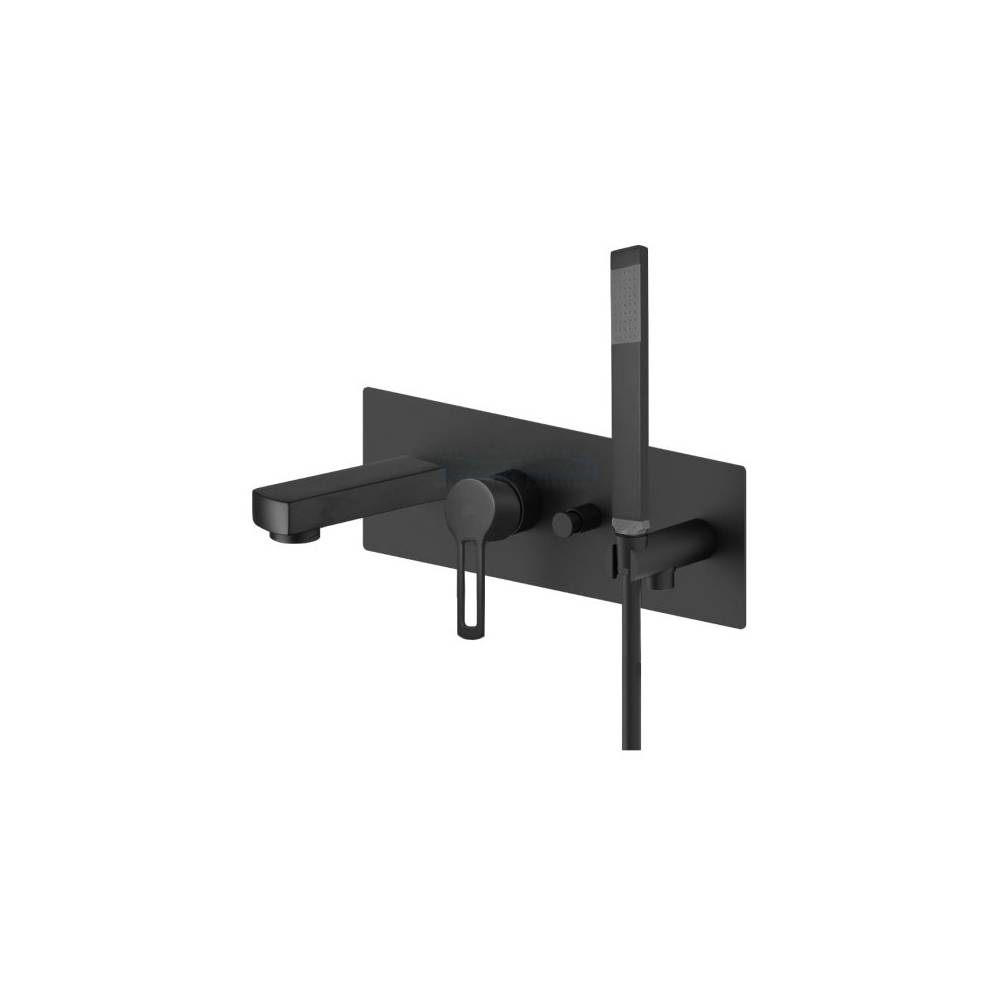 Miscelatore vasca a parete serie Ringo modello RIN001NO con doccia duplex colore nero opaco Paffoni