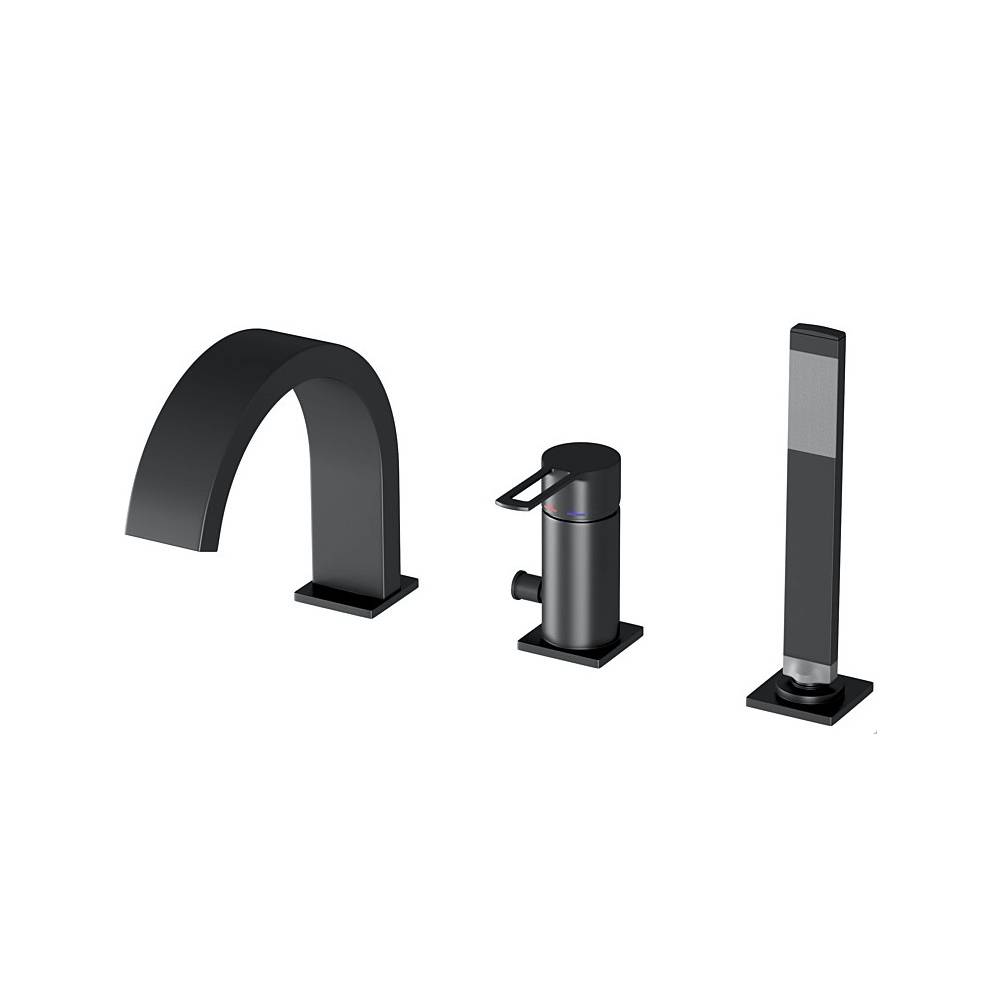 Miscelatore bordo vasca con bocca e duplex serie Ringo modello RIN040LNO colore nero opaco Paffoni