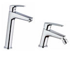 Set di Rubinetti per Lavabo Alto e Bidet cromato con Piletta e Saltello collezione Hike di Argo Rubinetterie