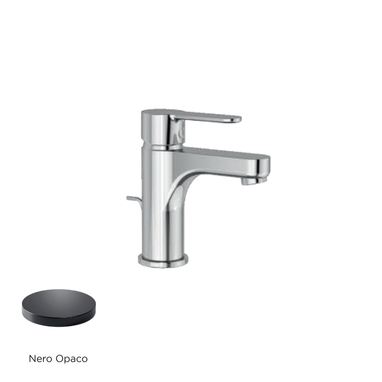 Miscelatore monocomando lavabo con scarico RubiFlux serie Lume - Nero Opaco