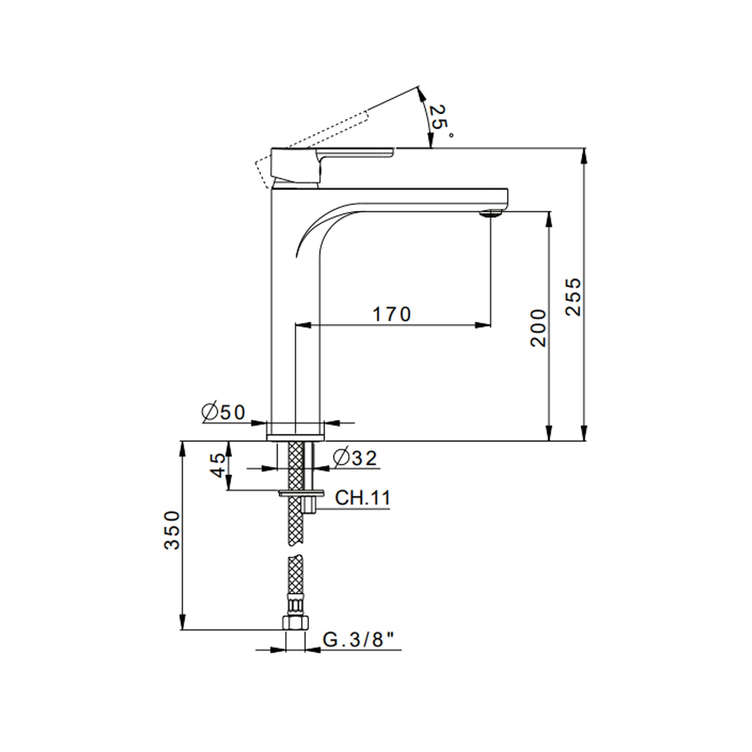Miscelatore monocomando lavabo alto RubiFlux serie Lume - Cromo