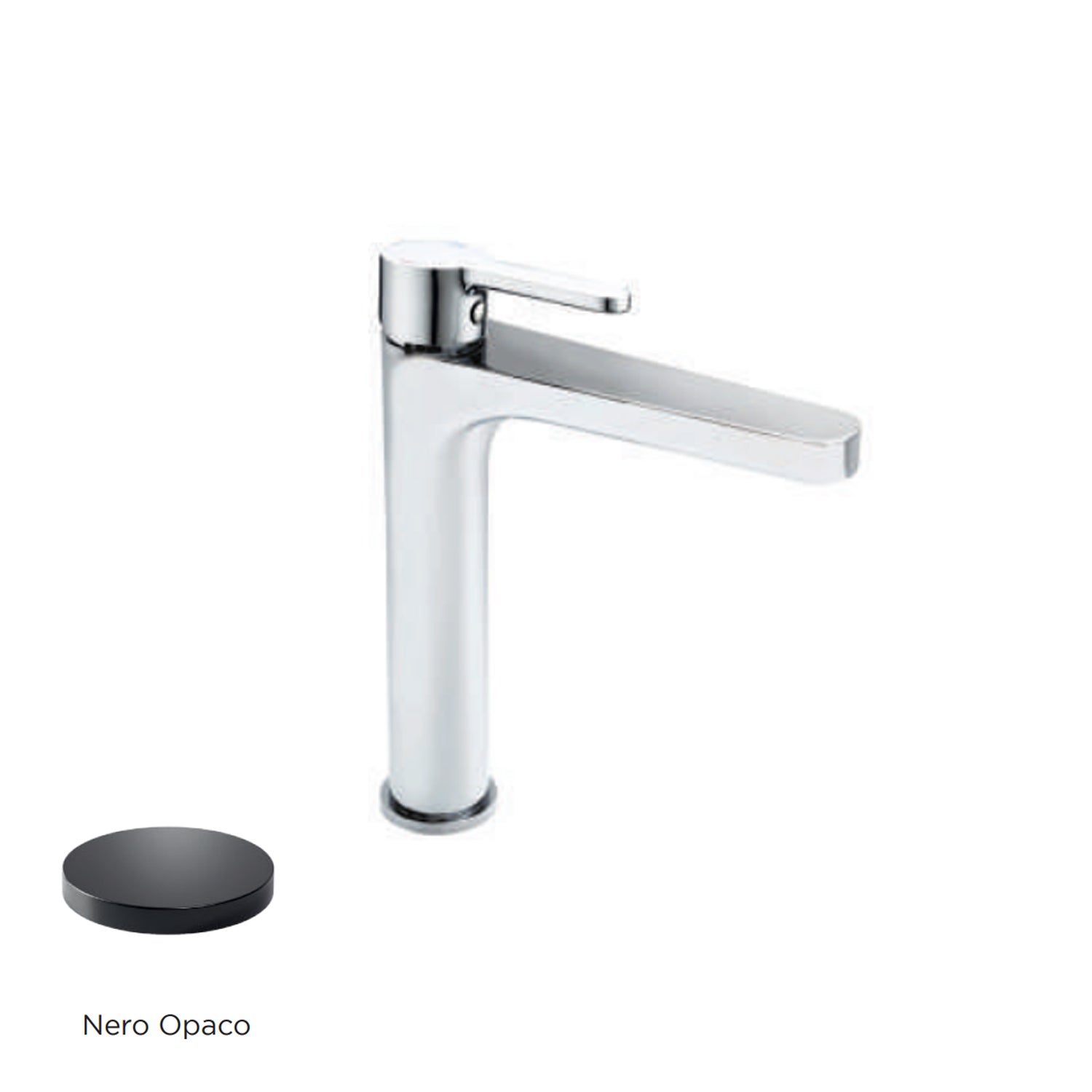 Miscelatore monocomando lavabo alto RubiFlux serie Lume - Nero Opaco