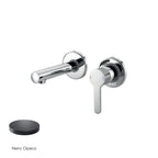 Miscelatore monocomando lavabo murale RubiFlux serie Lume canna 20 cm - Nero Opaco