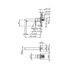 Miscelatore monocomando lavabo murale RubiFlux serie Lume canna 20 cm - Rame